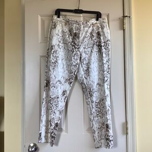 Calvin Klein Snake Pint Ankle Pants Straight Leg Classic Fit Ecru SZ 12